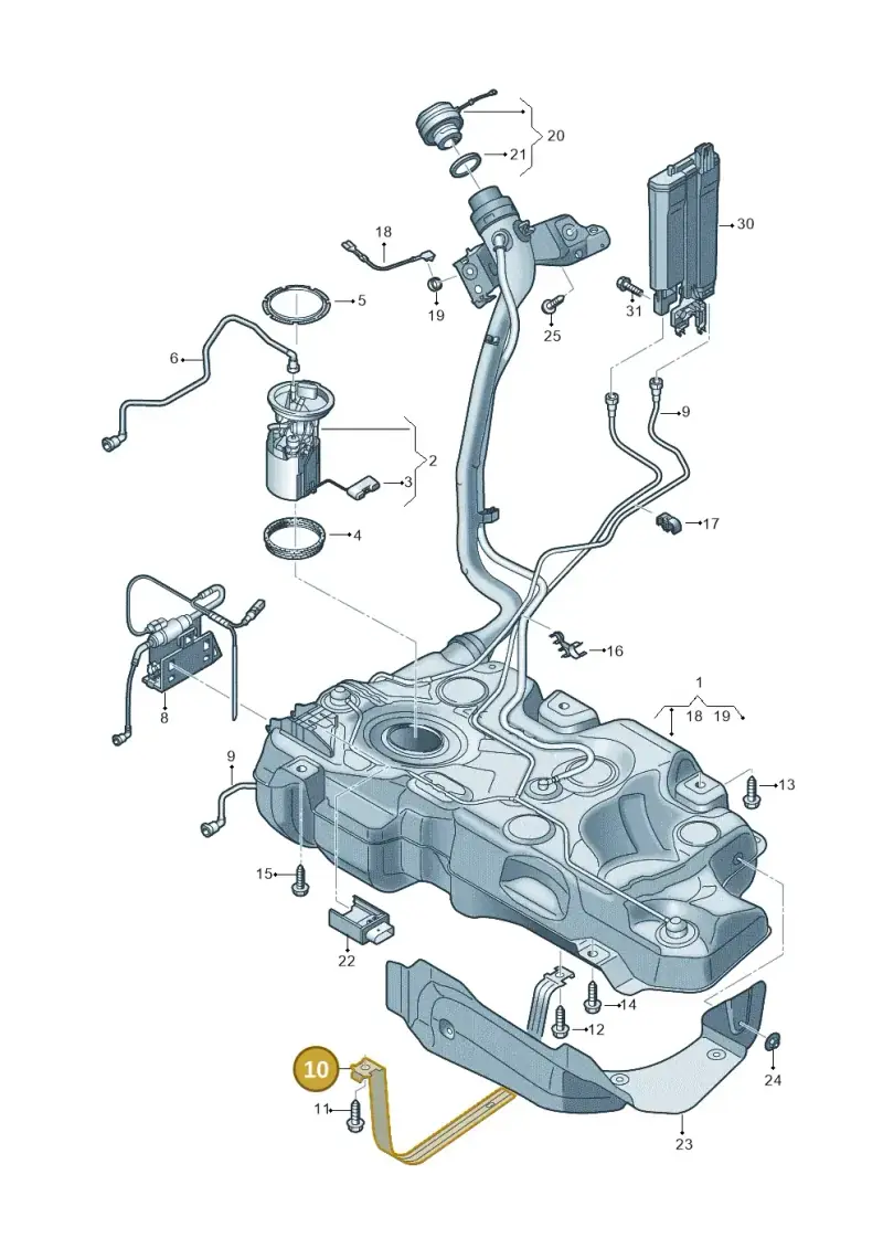 5WA201656 — Audi A3 Sportback (2019-2021) diagram 596201000, position 10