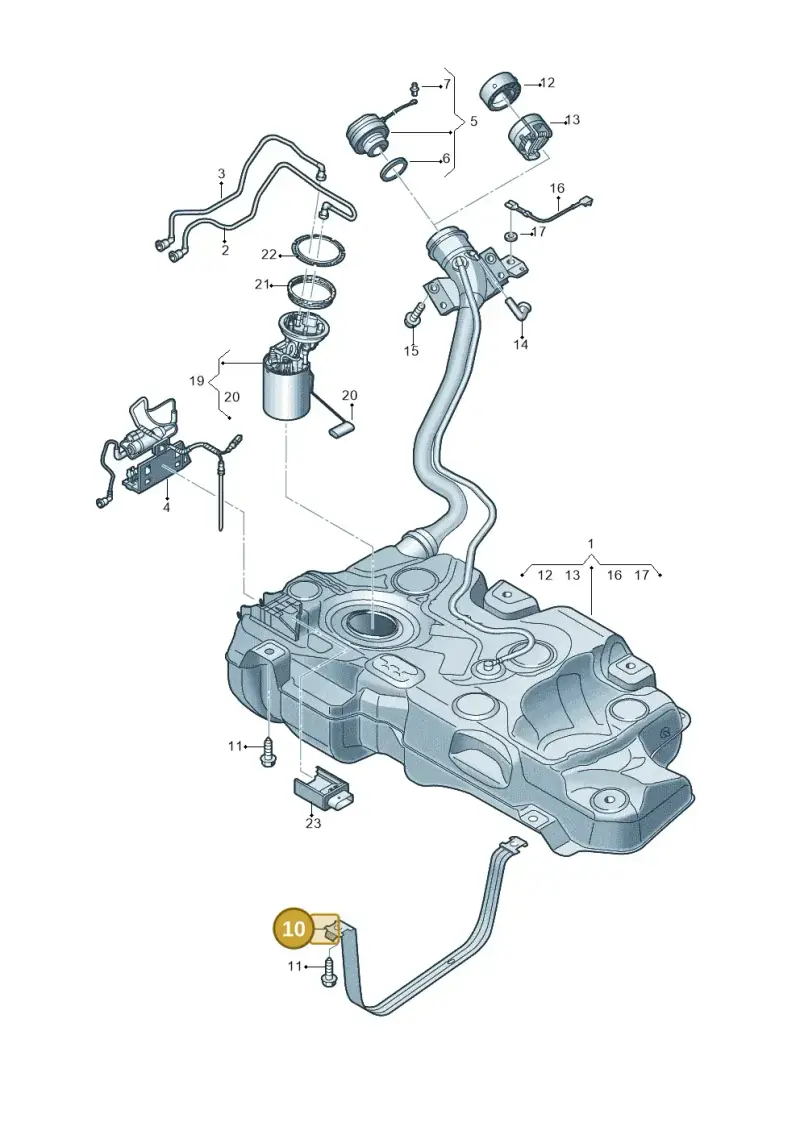 5WA201656 — Audi A3 Sportback (2019-2021) diagram 596201500, position 10