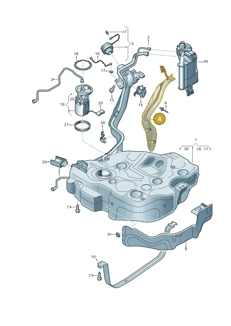 5WA201974 — Audi A3 Sportback (2019-2021) diagram 596201090, position 4
