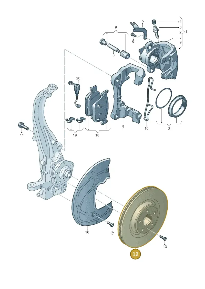5WA615301B — Audi A3 Sportback (2019-2021) diagram 596615250, position 12