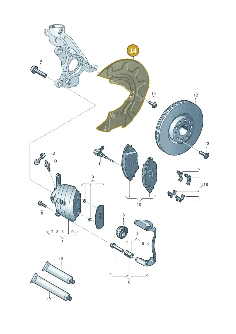 5WA615311A — Audi A3 Sportback (2019-2021) diagram 596615550, position 14