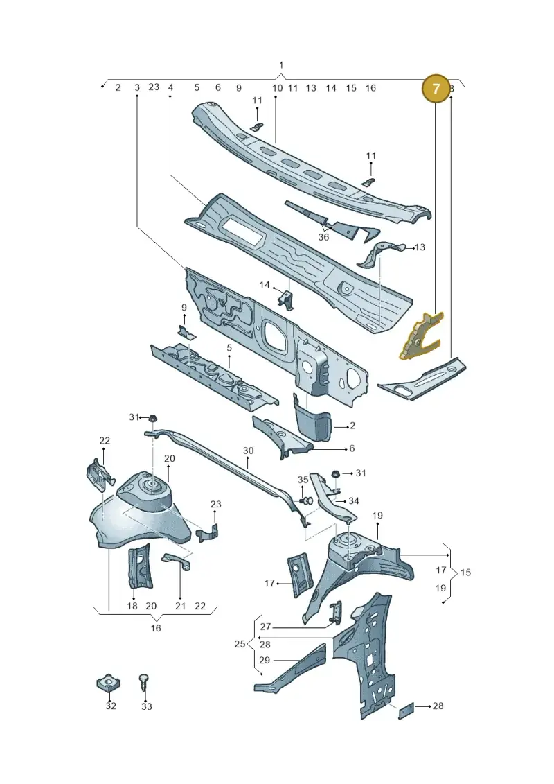 5WA803344 — Audi A3 Sportback (2019-2021) diagram 596805500, position 7