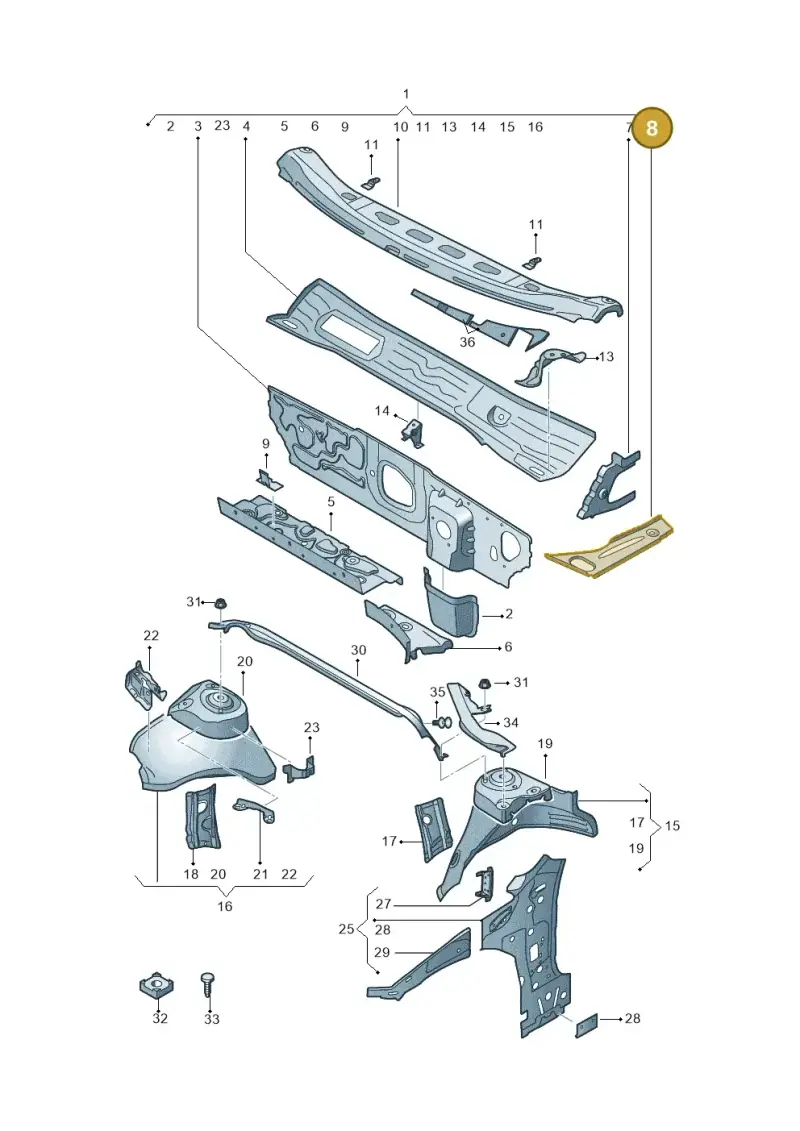 5WA804912A — Audi A3 Sportback (2019-2021) diagram 596805500, position 8
