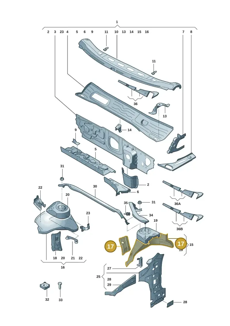 5WA805077 — Audi A3 (2020-) diagram 8yx805050, position 17