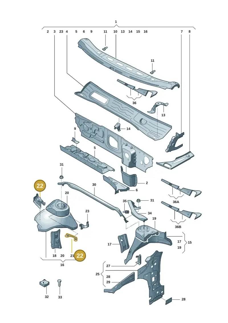 5WA810812A — Audi A3 (2020-) diagram 8yx805050, position 22