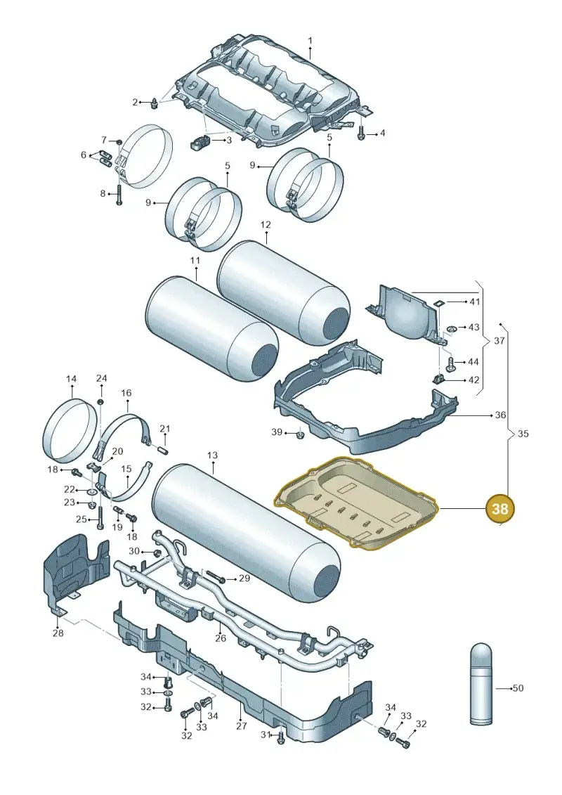 5WA825197D — Audi A3 Sportback (2019-2021) diagram 596201190, position 38