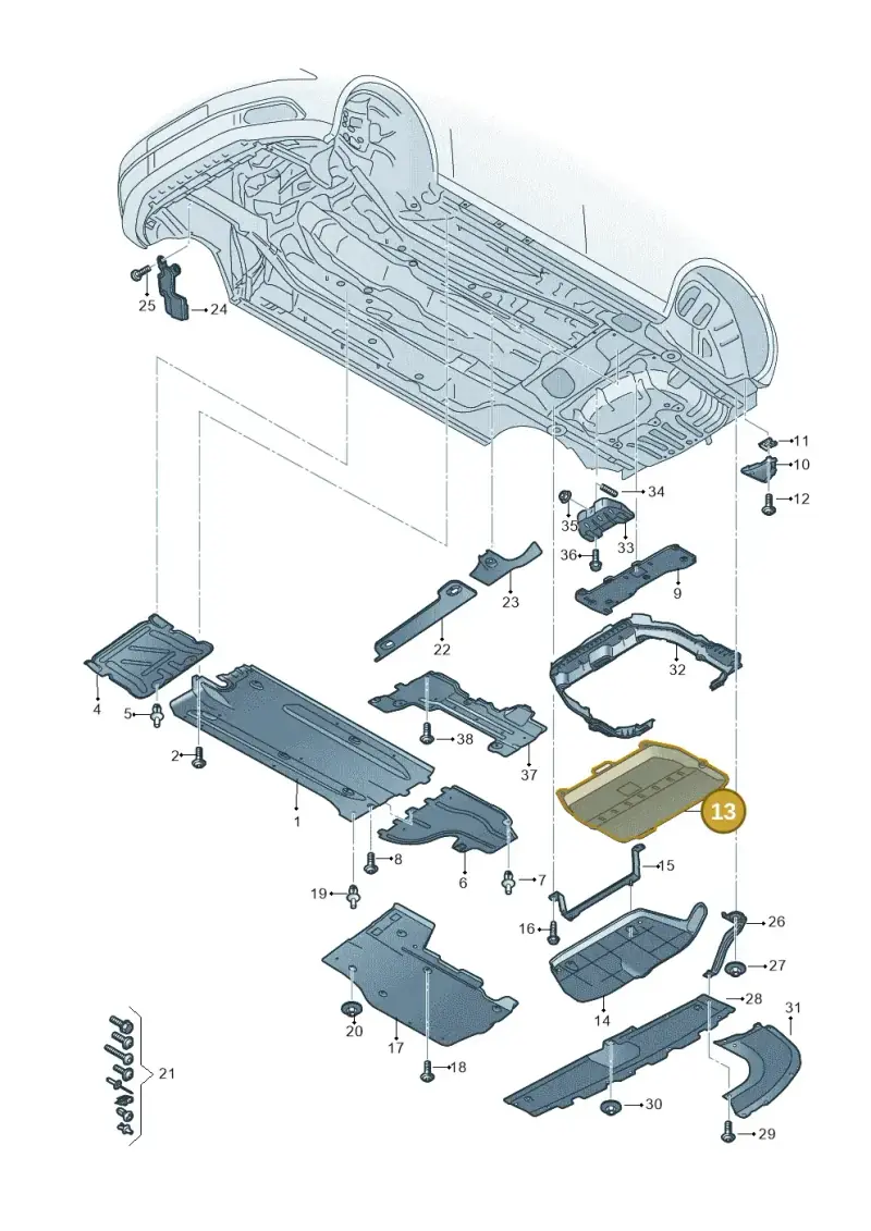 5WA825197D — Audi A3 Sportback (2019-2021) diagram 596825000, position 13