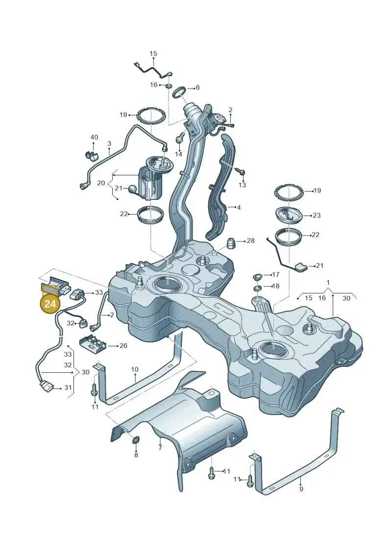 5WA906121 — Audi TTRS Coupe (2016-2023) diagram 898201200, position 24
