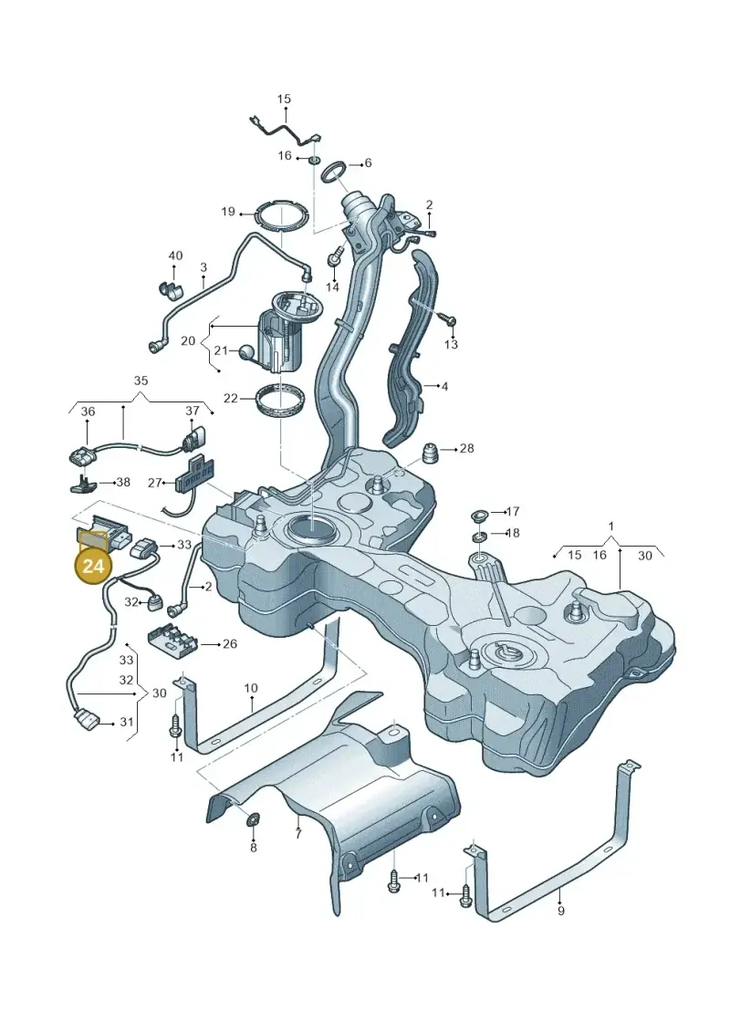5WA906121 — Audi TTRS Coupe (2016-2023) diagram 898201250, position 24