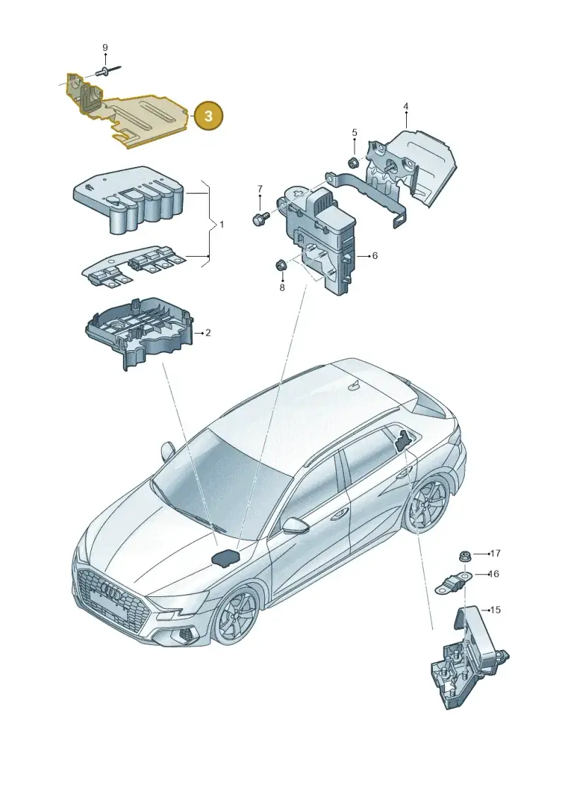 5WA915343C — Audi A3 Sportback (2019-2021) diagram 596937200, position 3