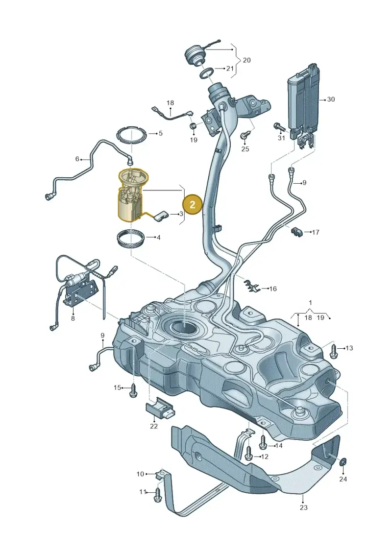 5WA919051B — Audi A3 Sportback (2016-2020) diagram 596201000, position 2