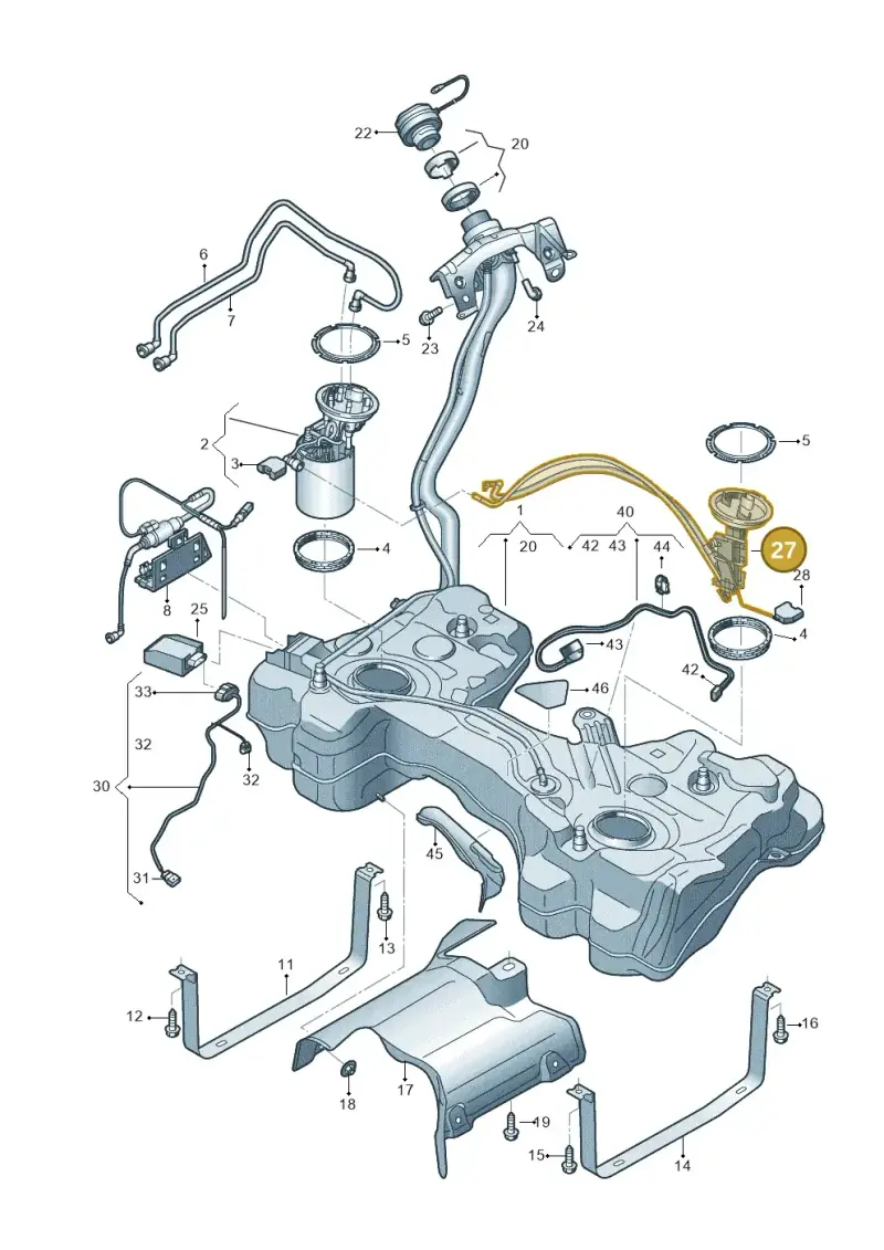 5WA919673A — Audi A3 Sportback (2019-2021) diagram 596201150, position 27