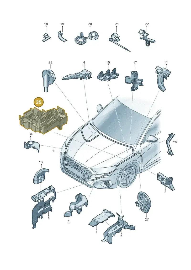 5WA937125A — Audi A3 Sportback (2019-2021) diagram 596971850, position 35