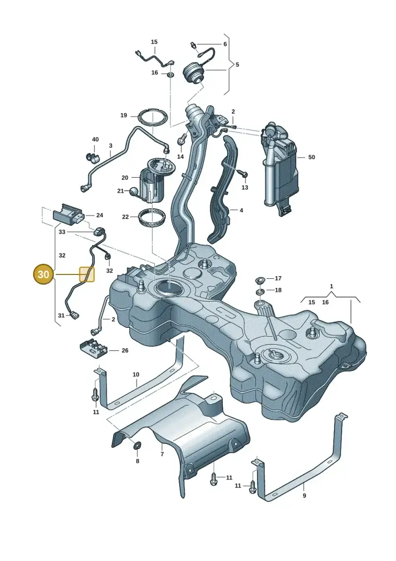 5WA971727B — Audi A3 Sportback (2019-2021) diagram 596201173, position 30
