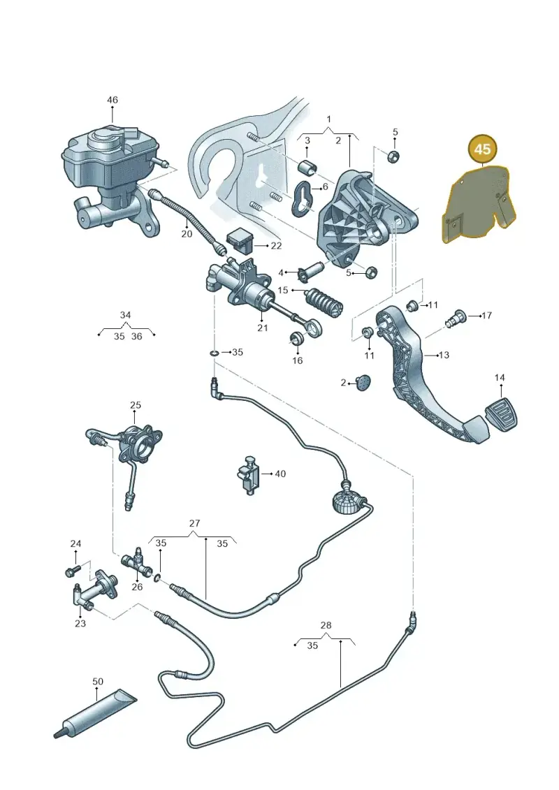 6C2721615E — Audi A1 Sportback (2014-2018) diagram 792721300, position 45