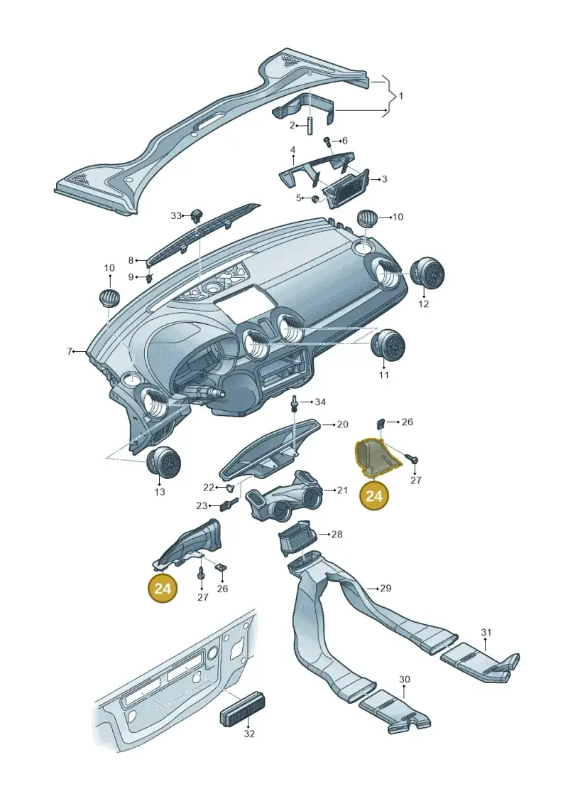 6C2819152 — Audi A1 Sportback (2014-2018) diagram 708819300, position 24