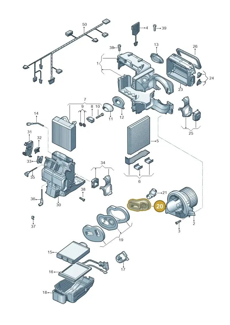 6C2820609 — Audi A1 Sportback (2014-2018) diagram 773820200, position 20