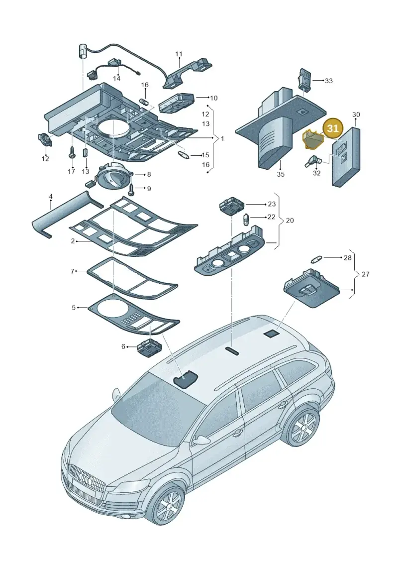 6E0972930A — Audi Q7 qu. 3.0 TDI (2009-2015) diagram 493947000, position 31