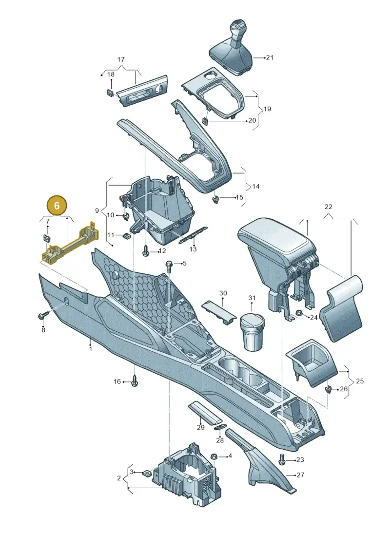 6F1863143 — Audi A1 sportback 1.0 (2018-) diagram 592863500, position 6