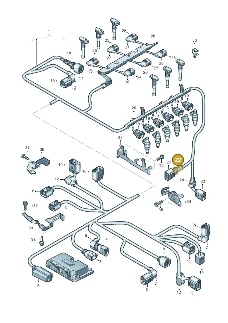 6N0906102A — Audi A3 Sportback (2008-2013) diagram 278971300, position 22