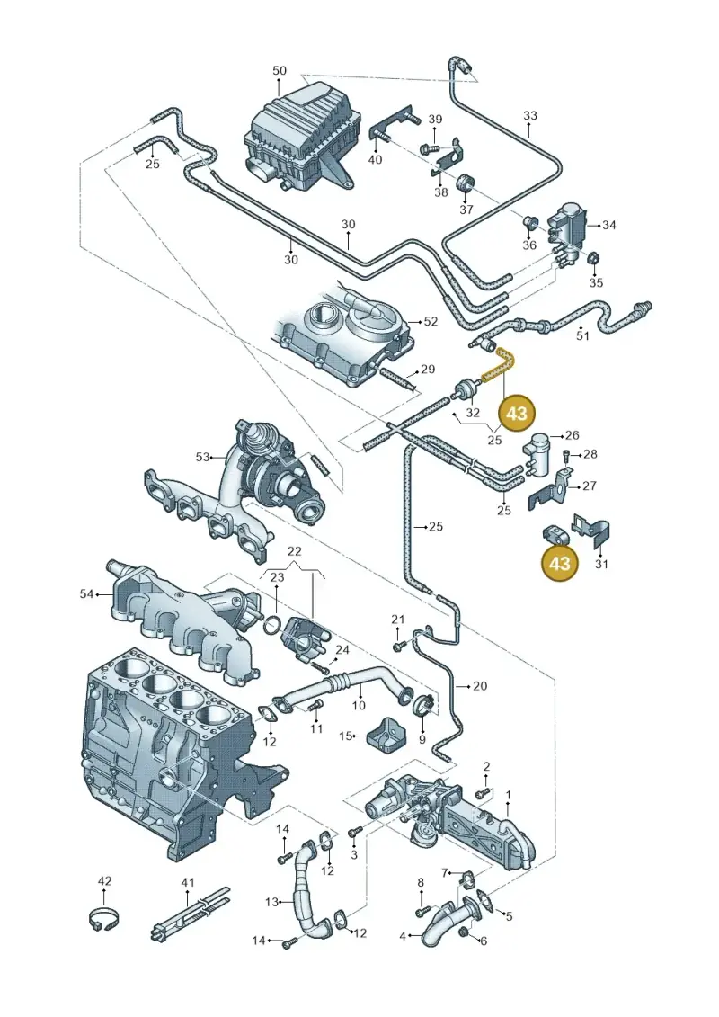 6Q0131927 — Audi A1 Sportback (2010-2015) diagram 708131300, position 43