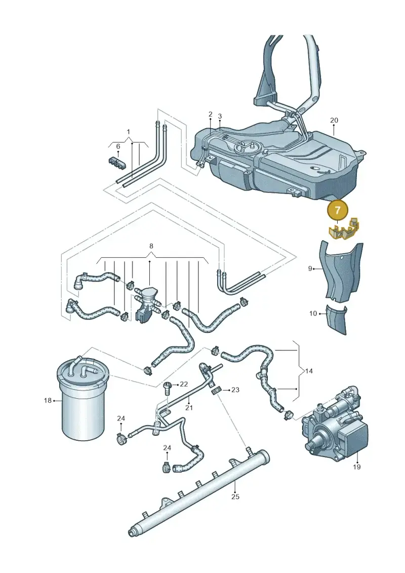 6Q0201449A — Audi A1 Sportback (2010-2015) diagram 708201250, position 7