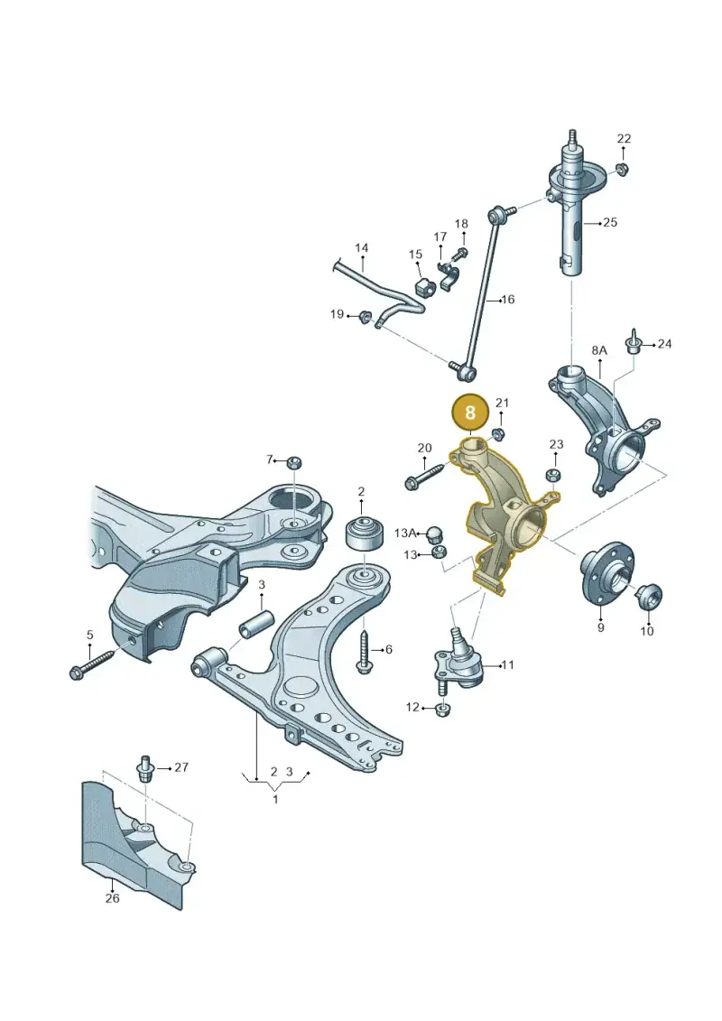 6Q0407255AC — Audi A1 Sportback (2014-2018) diagram 708407000, position 8