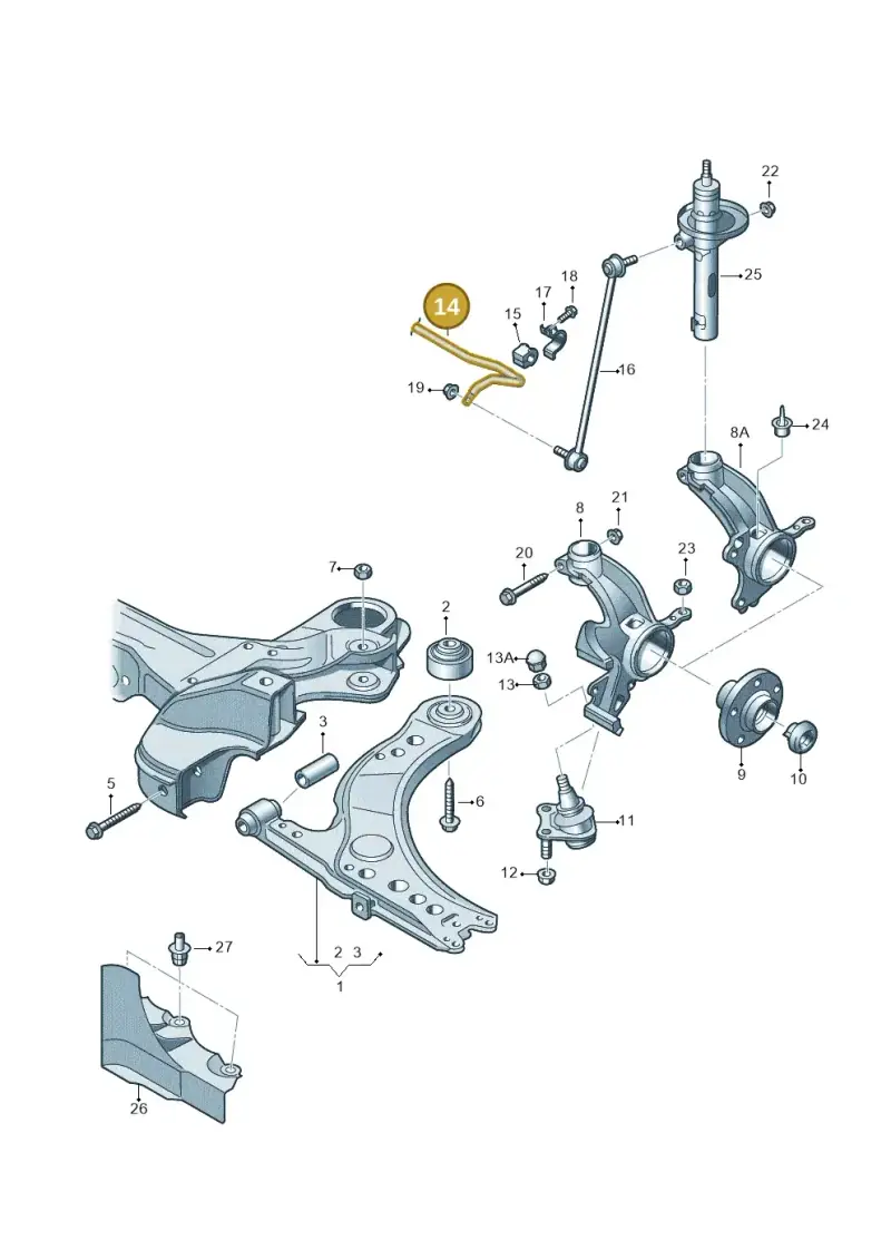6Q0411305AM — Audi A1 Sportback (2014-2018) diagram 708407000, position 14