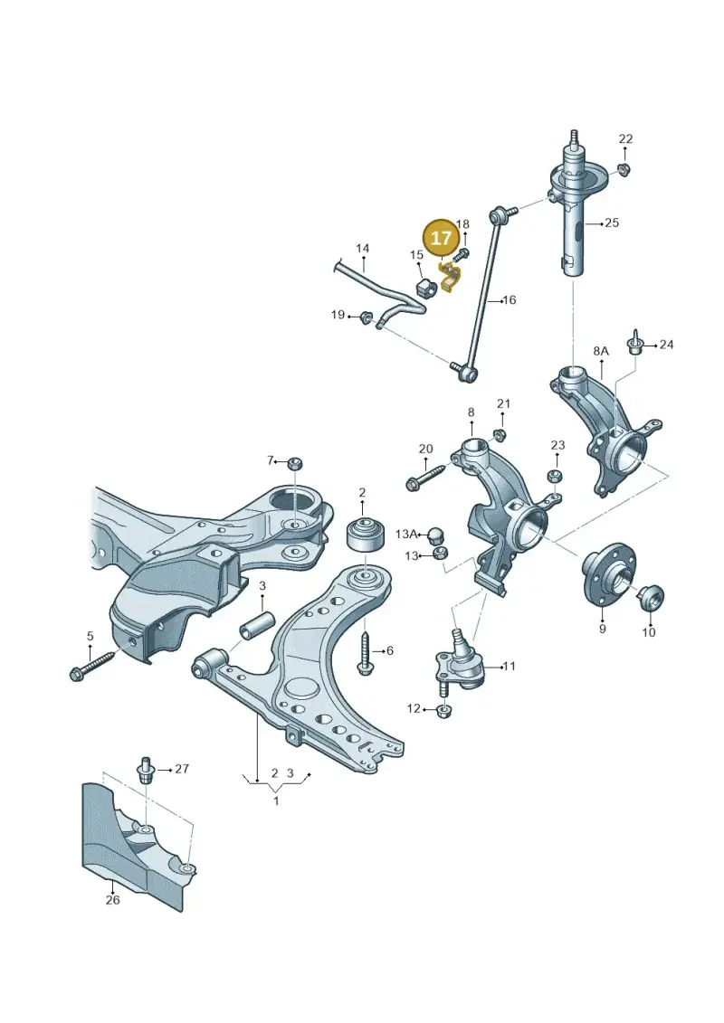 6Q0411333B — Audi A1 Sportback (2014-2018) diagram 708407000, position 17