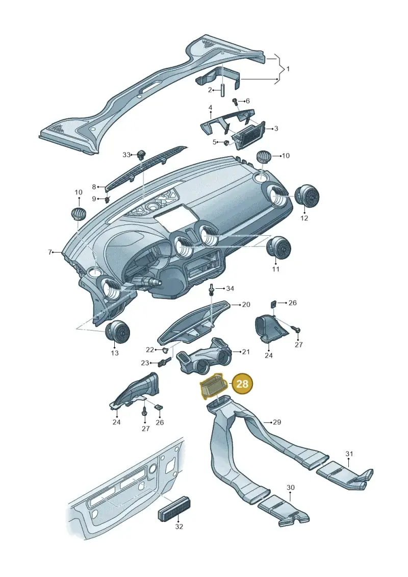 6Q0819159C — Audi A1 Sportback (2014-2018) diagram 708819300, position 28