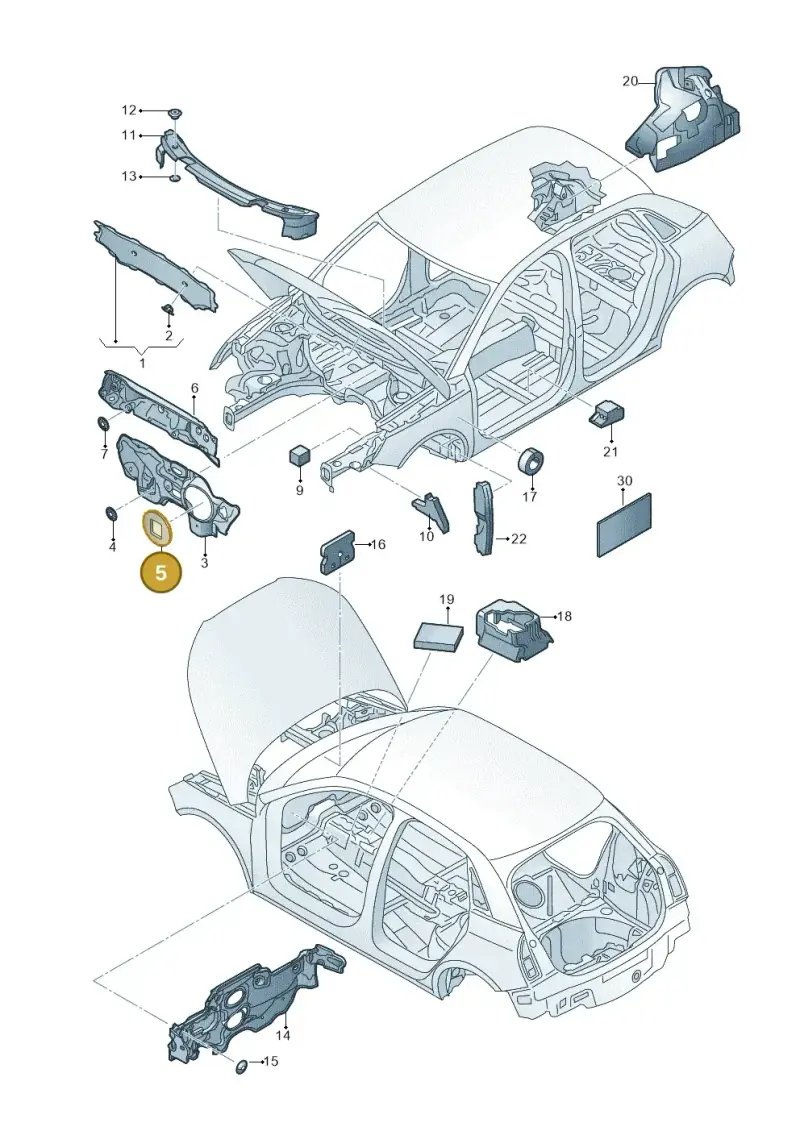 6Q0863829 — Audi A1 Sportback (2014-2018) diagram 792863200, position 5