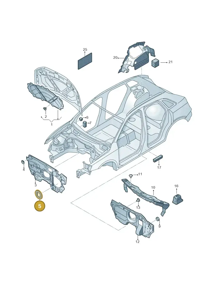 6Q0863829 — Audi Q3 1.4 (2016-) diagram 728863200, position 5