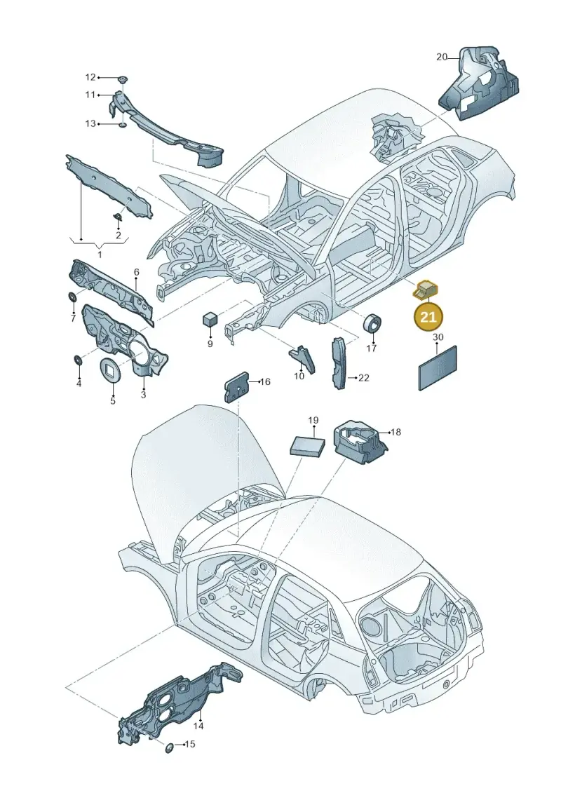 6Q0864732 — Audi A1 Sportback (2014-2018) diagram 792863200, position 21