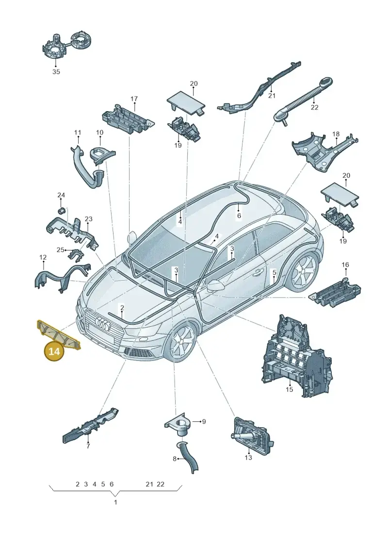 6Q0971615AB — Audi A1 Sportback (2014-2018) diagram 792971800, position 14