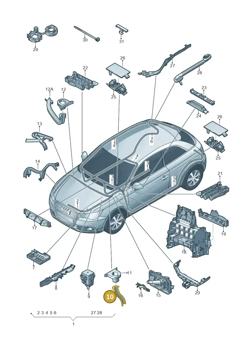 6Q0971615BA — Audi A1 Sportback (2010-2015) diagram 708971800, position 10