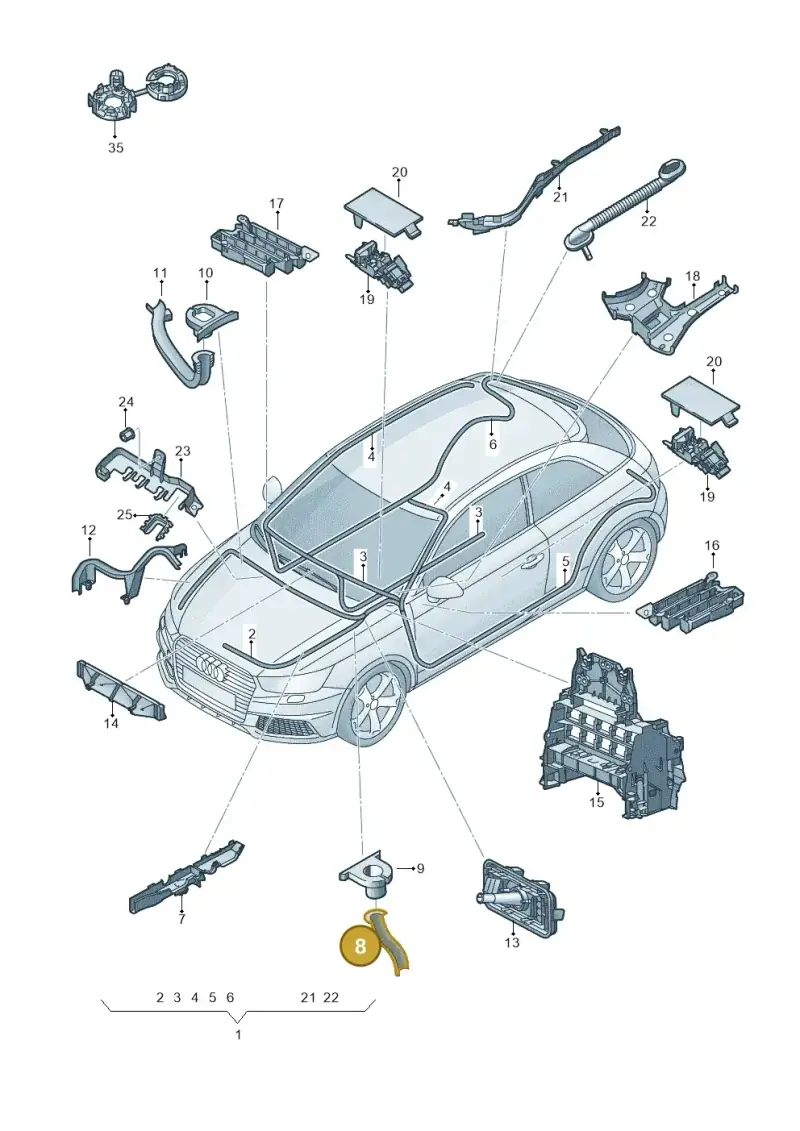 6Q0971615BA — Audi A1 Sportback (2014-2018) diagram 792971800, position 8