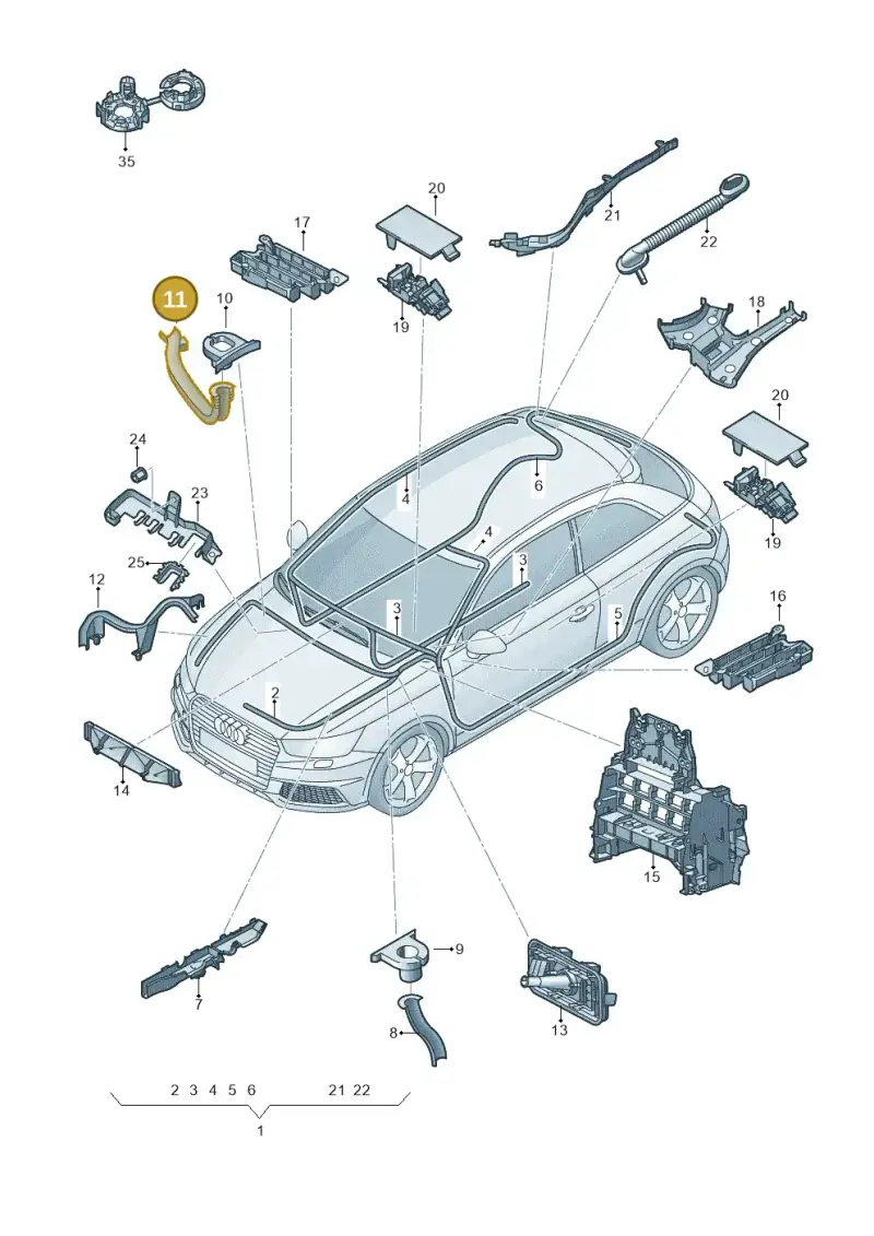 6Q0971615N — Audi A1 Sportback (2014-2018) diagram 792971800, position 11