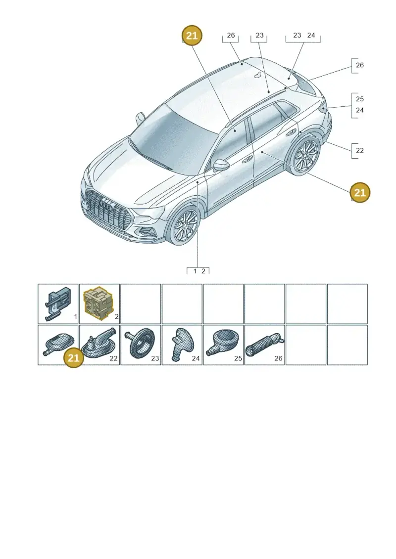 6Q0971905 — Audi RSQ3 Sportback (2019-2024) diagram 597971810, position 21