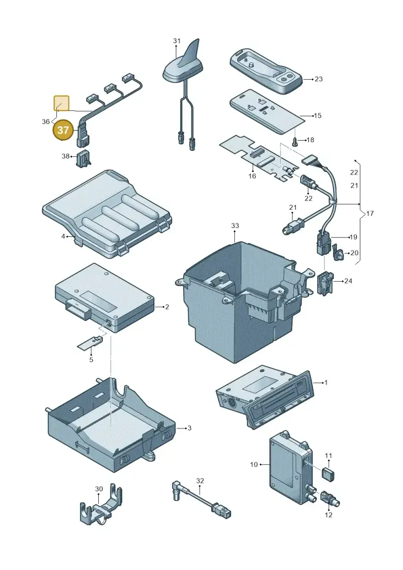6Q0972716B — Audi A5 Sportback (2011-2017) diagram 647035560, position 37