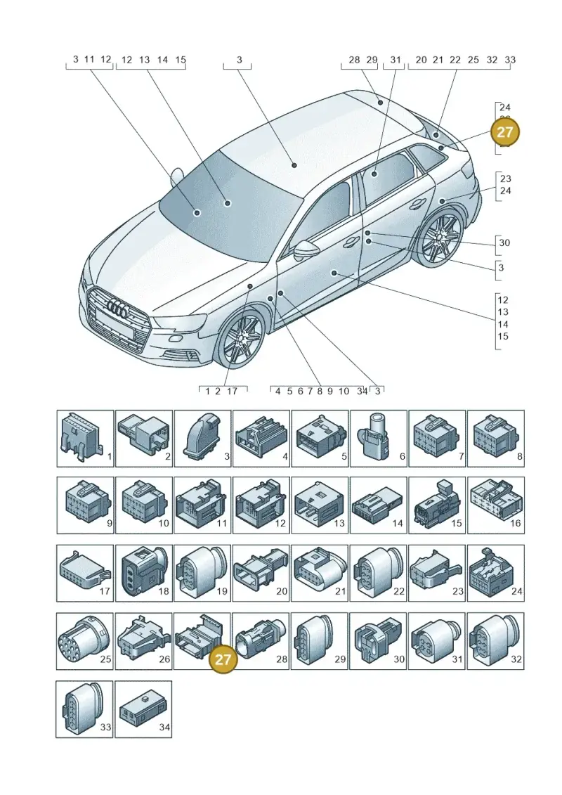 6Q0972736 — Audi RS3 Limousine (2017-2020) diagram 890971790, position 27