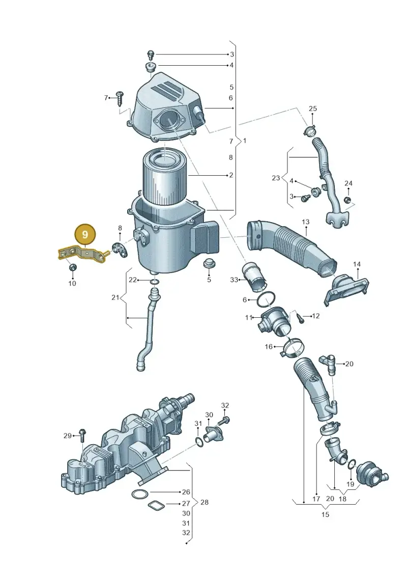 6R0129728 — Audi A1 Sportback (2010-2015) diagram 672129510, position 9