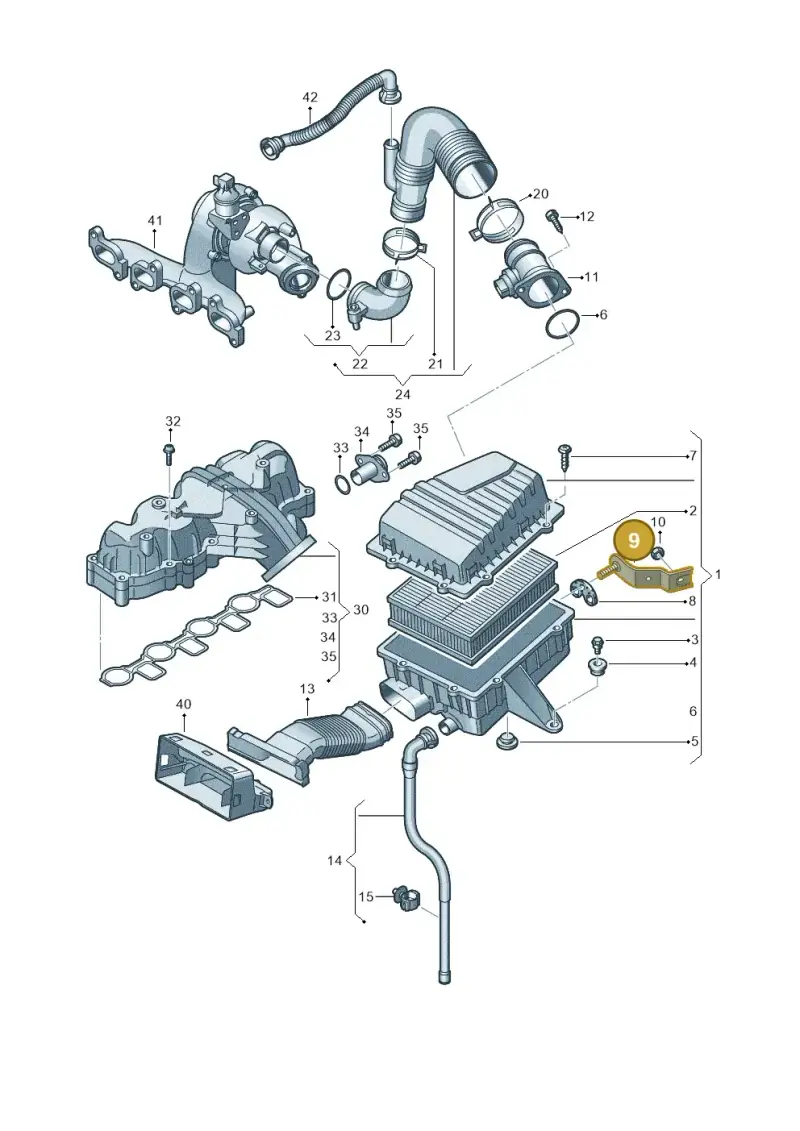 6R0129728 — Audi A1 Sportback (2010-2015) diagram 708129300, position 9