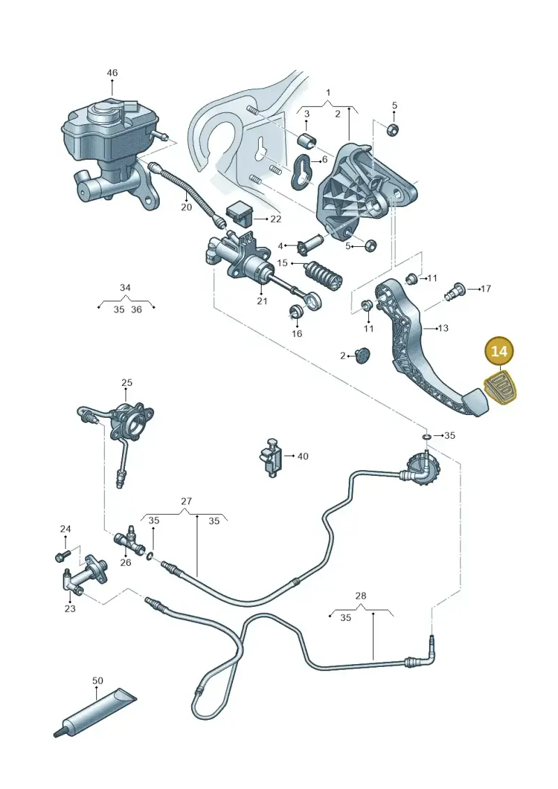 6R0721174A — Audi A1 Sportback (2014-2018) diagram 792721250, position 14