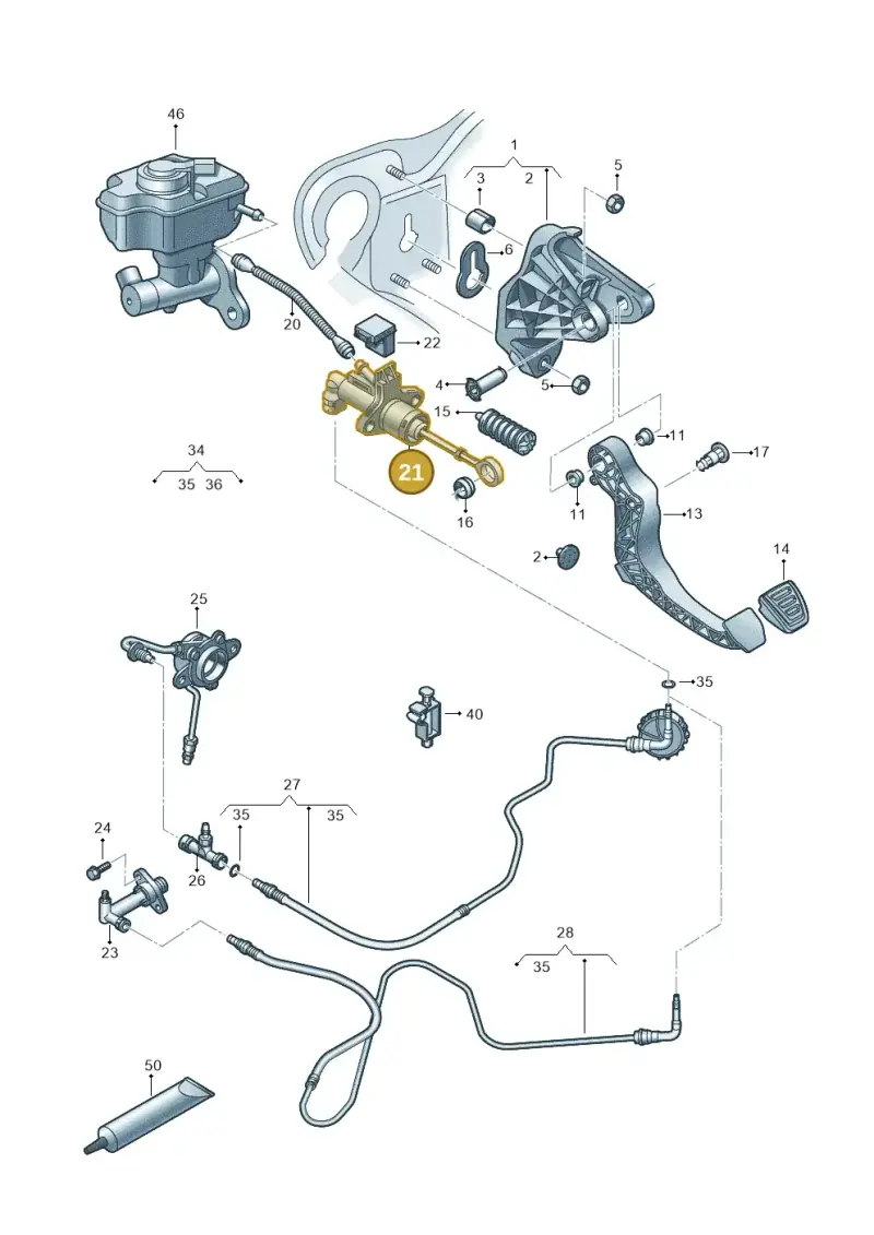 6R0721405B — Audi A1 Sportback (2014-2018) diagram 792721250, position 21
