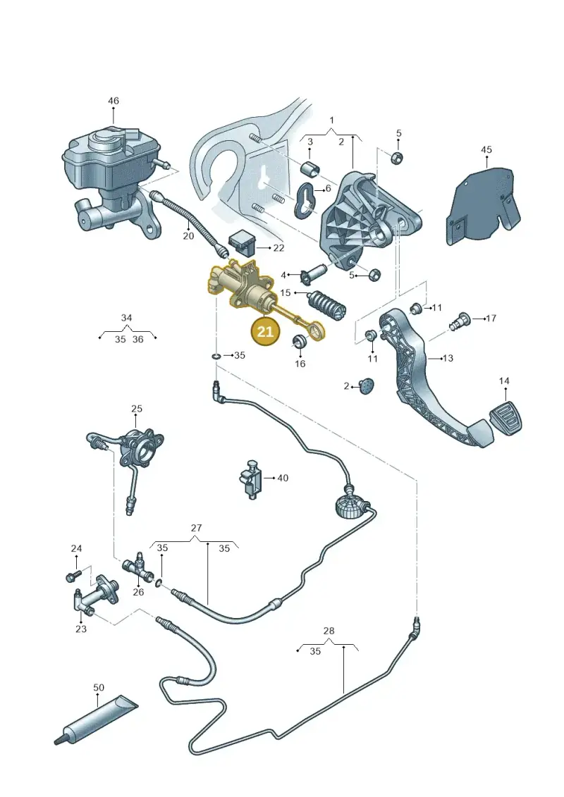 6R0721405B — Audi A1 Sportback (2014-2018) diagram 792721300, position 21