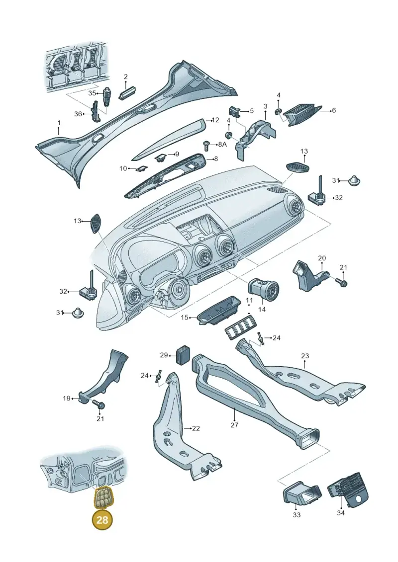 6R0819465A — Audi A3 Sportback (2016-2020) diagram 745819300, position 28