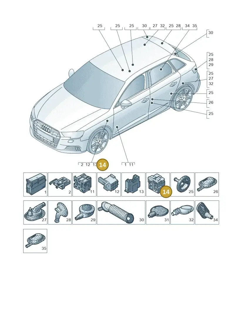 6R0937530A — Audi RS3 Limousine (2017-2020) diagram 890971780, position 14