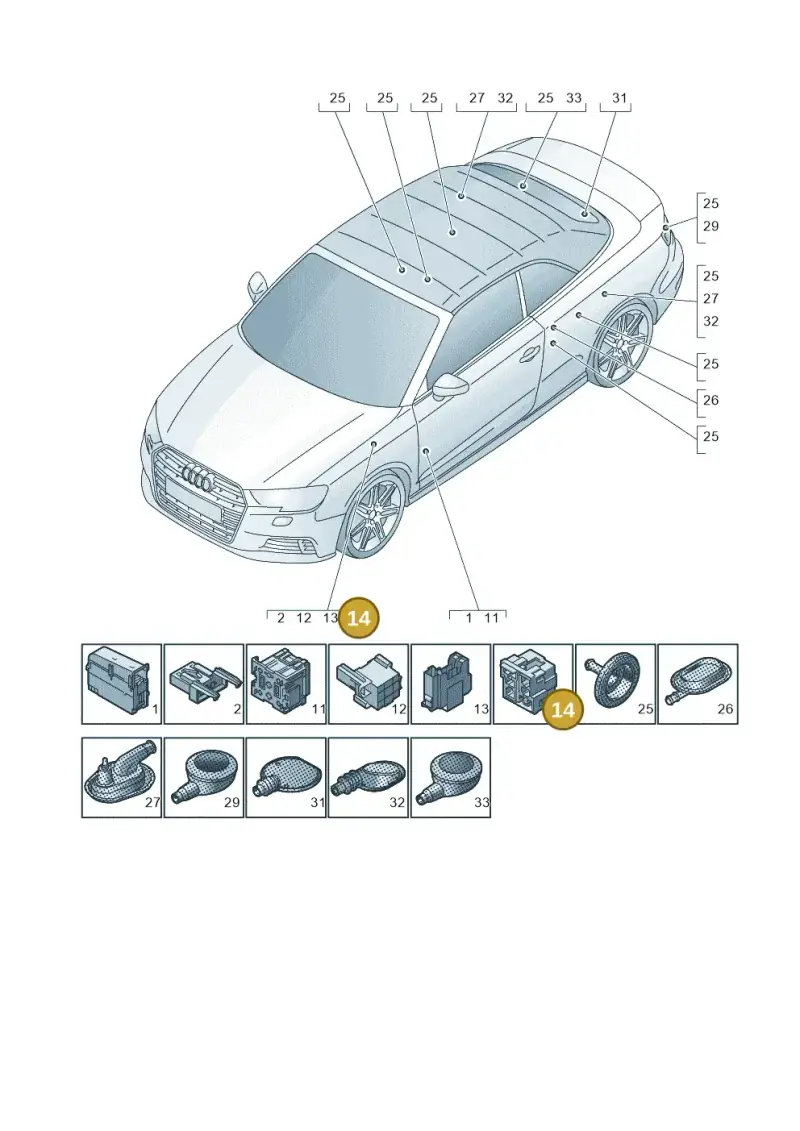 6R0937530A — Audi A3 Cabrio (2016-2020) diagram 891971780, position 14