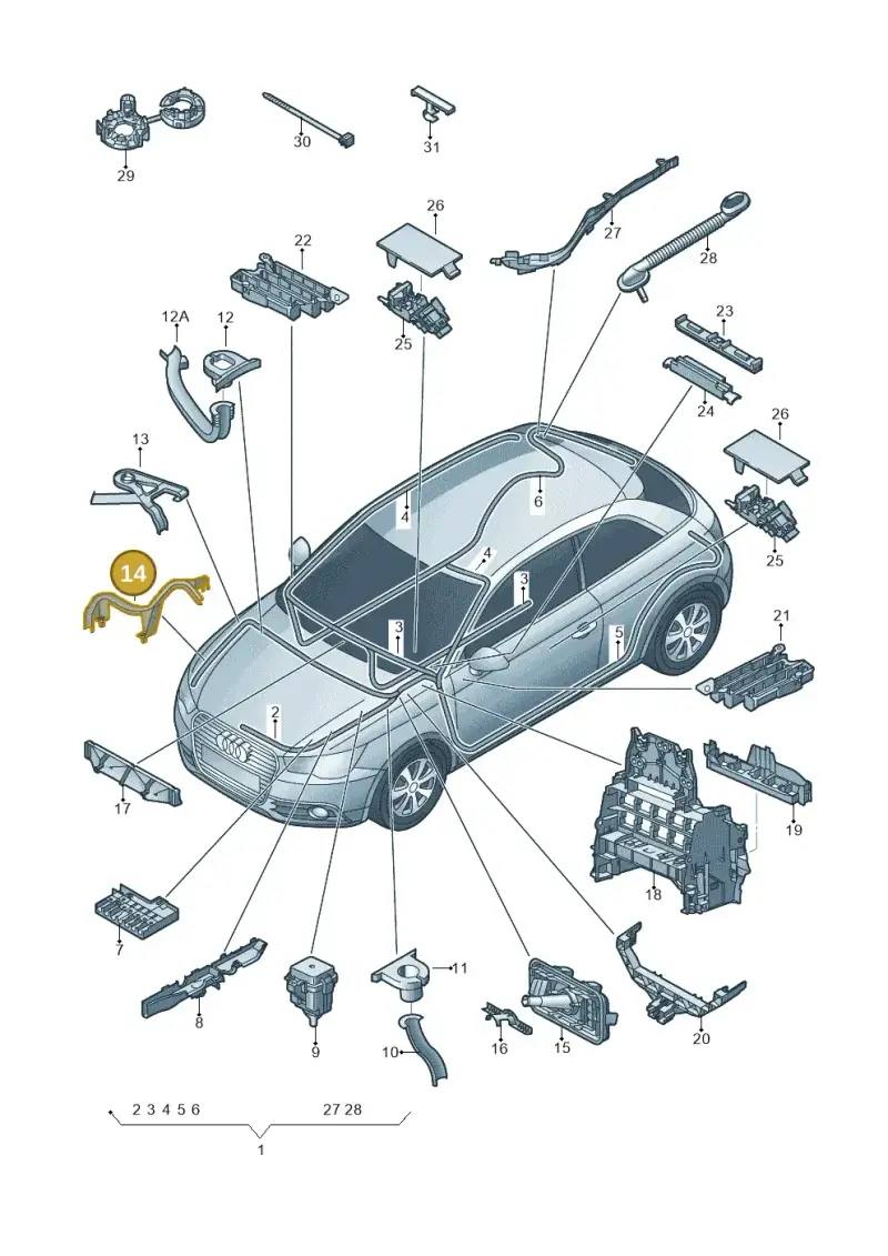 6R0971615L — Audi A1 Sportback (2010-2015) diagram 708971800, position 14