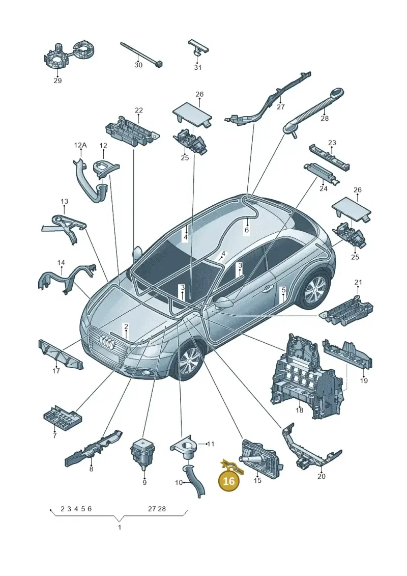 6R0971615M — Audi A1 Sportback (2010-2015) diagram 708971800, position 16